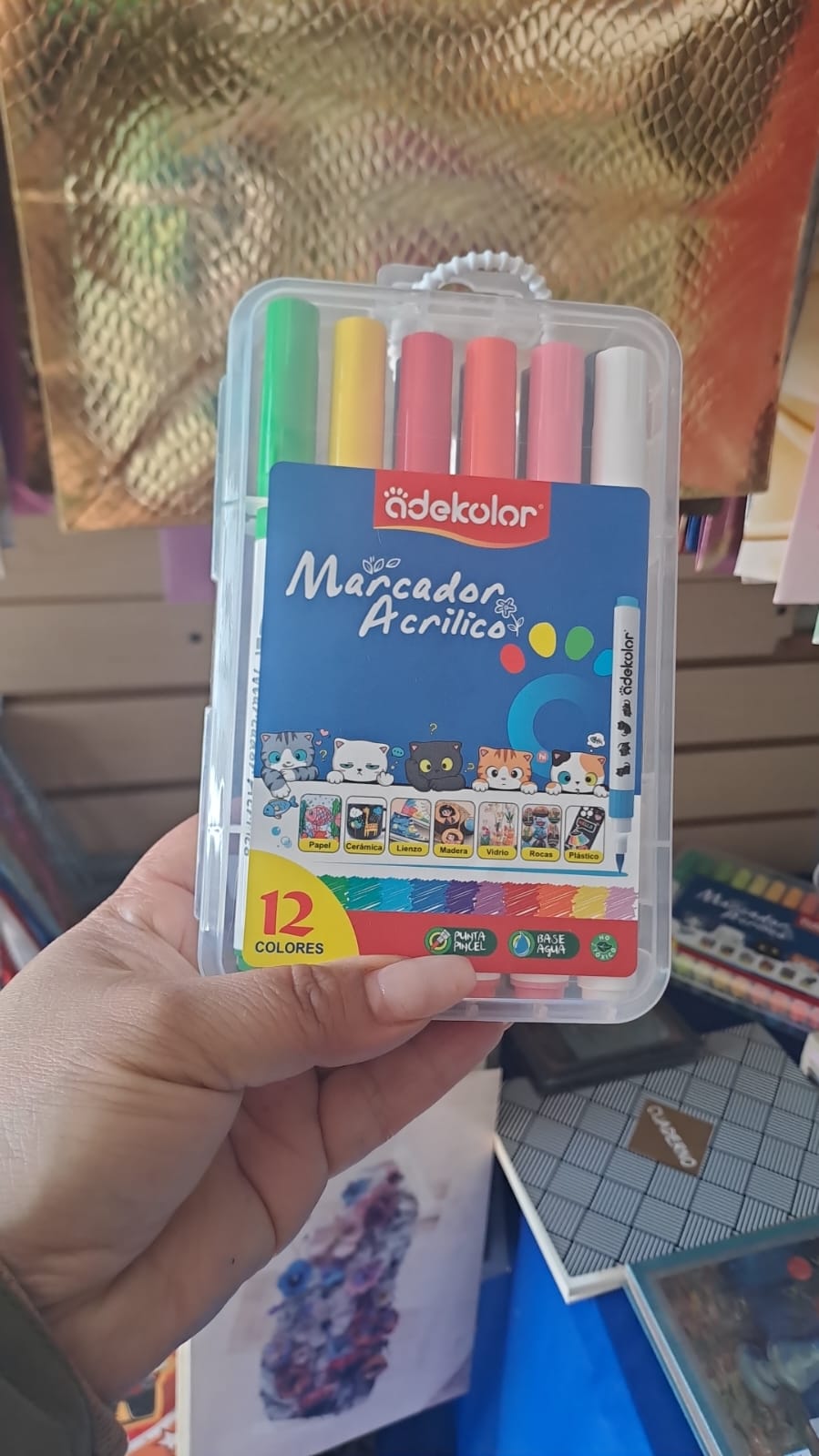 Plumon acrilico con 12 pzas