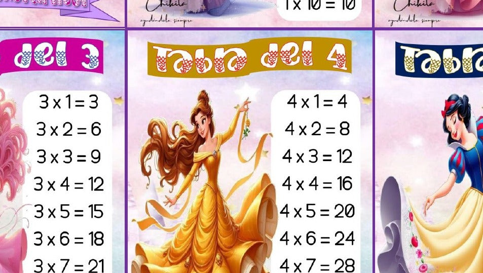 Tablas de multiplicar princesas